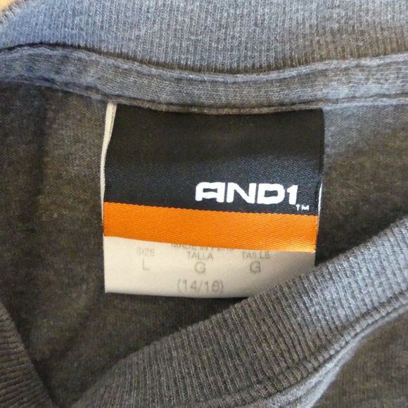 And One Basketball And1 Basketball Vintage Grey Large T-shirt - Picture 2 of 3